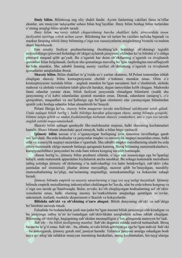 Bilish falsafasi (Gnoseologiya) 6