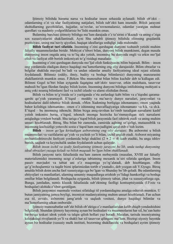 Bilish falsafasi (Gnoseologiya) 8