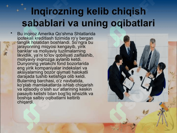 MOLIYAVIY INQIROZ, UNING SABABLARI NAMOYON BO`LISH SHAKLLARI VA MILLIY IQTISODIYOTNI MOLIYAVIY SOG`LOMLASHTIRISH YO`LLARI 3