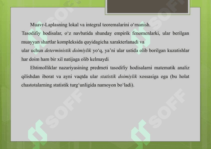 Bernulli sxemasi uchun klassik limit teoremasi 3