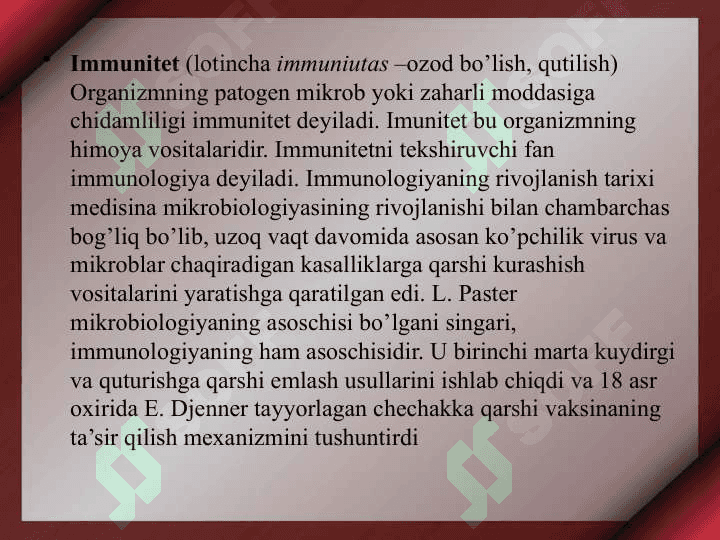 Immunitet haqida ta’limot 3
