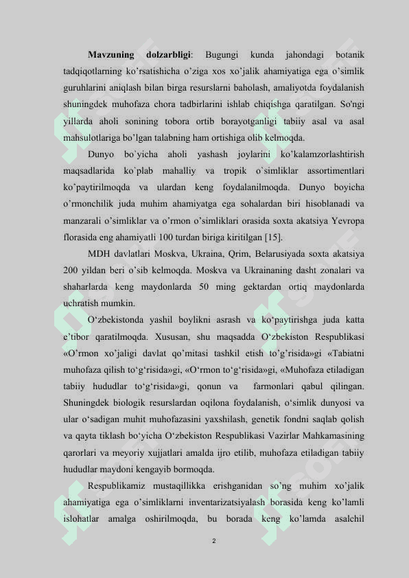 SOXTA AKATSIYA (ROBINIA PSEUDOACACIA L) NING O’RGANILISHI 2