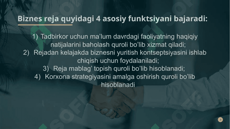 Biznes loyihalash, biznes reja 8