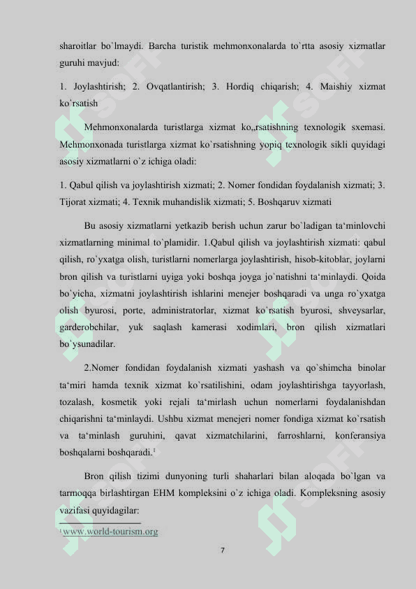 Turizmda joylashtirish xizmatini tashkil etishda  jahon tajribasi 7