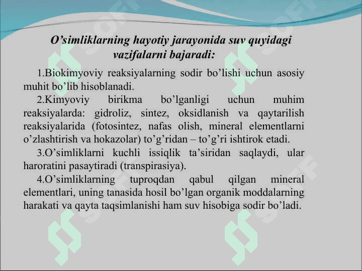 O’simliklarning  suvni so’rishiga tashqi muhit jmillarining ta’siri” 4