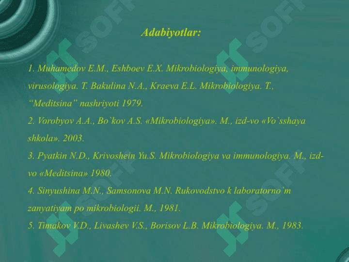 Infeksiya haqida ta’limot 3
