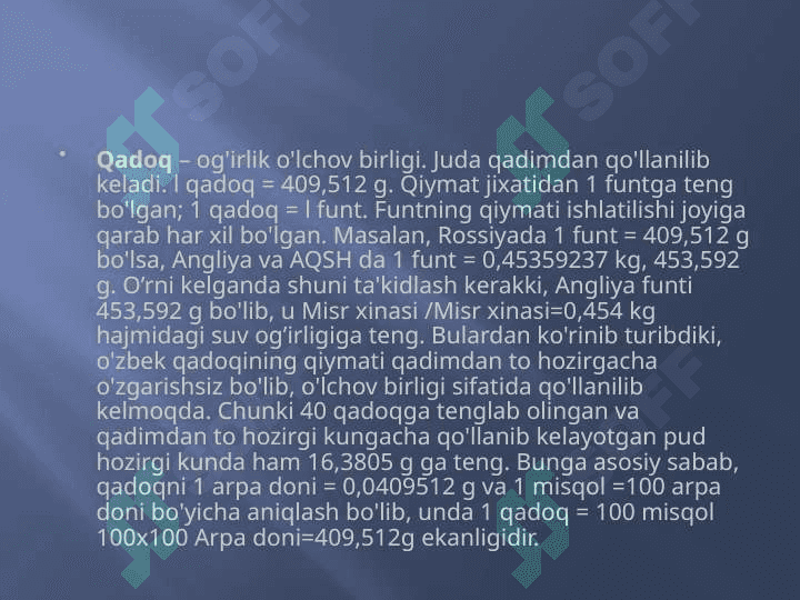 Og’irlik o'lchov birliklari 6
