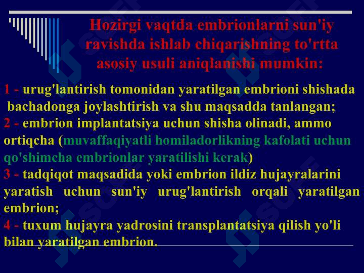 Yangi reproduktiv texnologiyalarning axloqiy muammolari. Hayot oliy qadriyat sifatida. Inson hayotining boshlanish vaqtini aniqlash muammosi. Embrionning ahloqiy statusi. Homiladorlikni to‘xtatishning etik-huquqiy jihatlari. Yangi reproduktiv texnologiyalarni qo‘llash va prenatal diagnostikaning etik jixatlari. Ekstrakorporal urug‘lantirish va surrogat onalik masalalari. 5