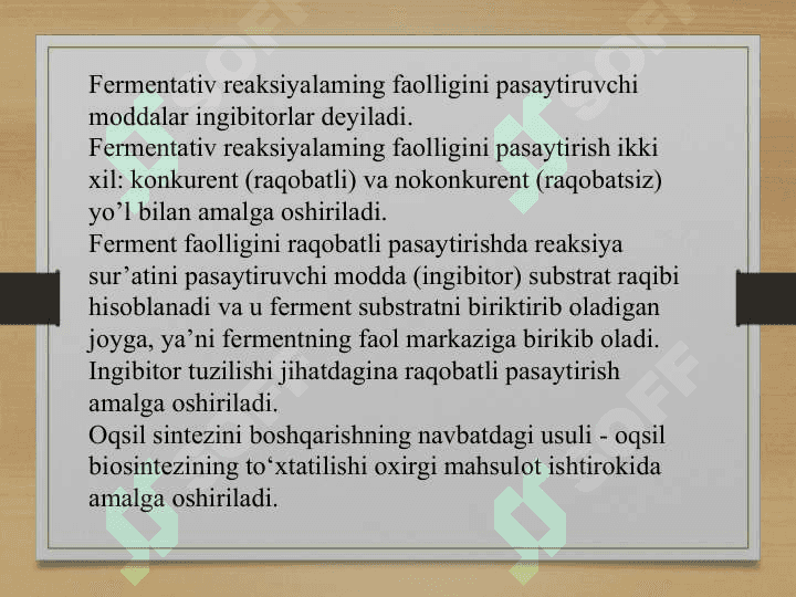 OQSILLARGA INGIBITOR VA FAOLLANTIRUVCHI MODDALAR TASIr 3