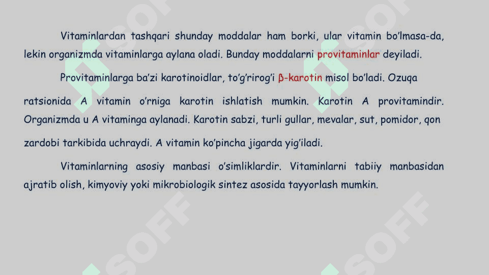 Vitaminlar. Vitaminlarning biologik qiymati 7