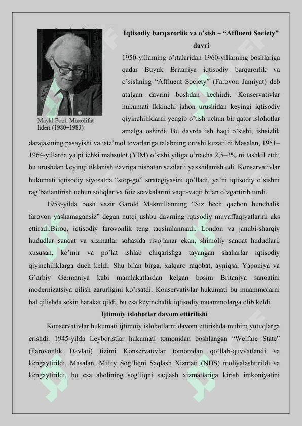 Buyuk Britaniya Ikkinchi jahon urushidan keyingi yillarda leyboristlar va konservativ hukumatlar 25 8