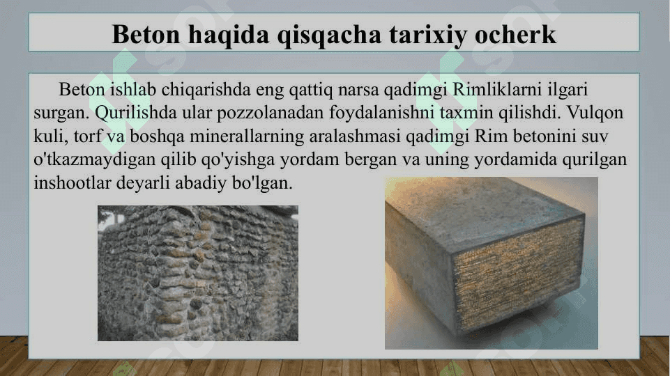 Beton haqida qisqacha tarixiy ocherk... . Beton qorishmasini tayyorlash uskunalarini tanlash 4