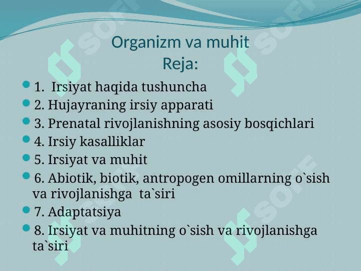 Organizm  va  Muhit 2