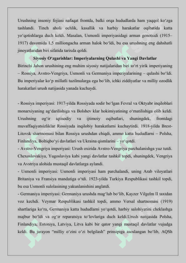 I-Jahon urushining natijasi va insoniyat tarixiga ta’siri   mavzusida ma’ruza 25 3