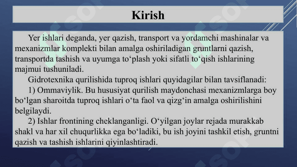 Bir cho’michli draglayn ekskavatorlarni qo’llab yer ishlarini mexanizatsiyalash xususiyatlari 2