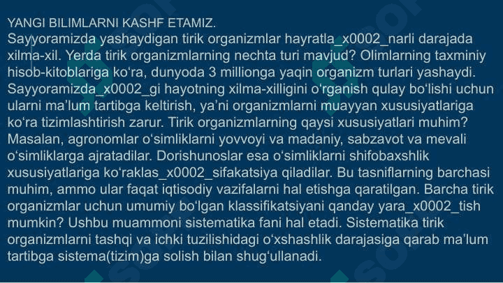 TIRIK ORGANIZMLARNING XILMA-XILLIGI 2