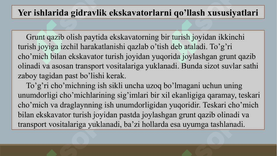 Bir cho’michli gidravlik ekskavatorlarni qo’llab yer ishlarini mexanizatsiyalash xususiyatlari 3