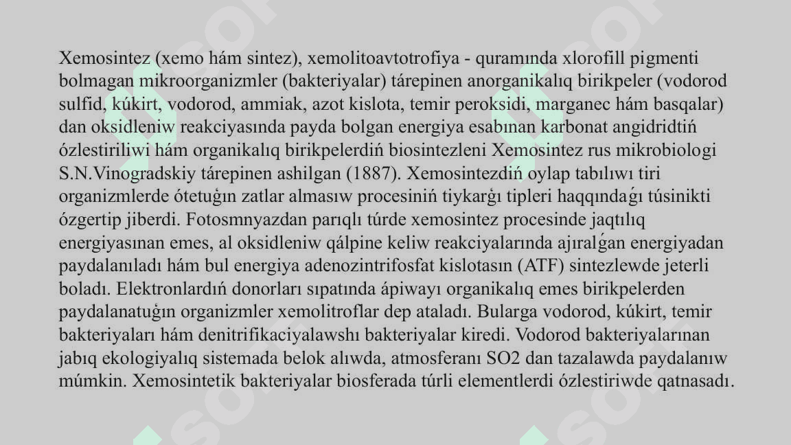 Xemosintez procesi 5