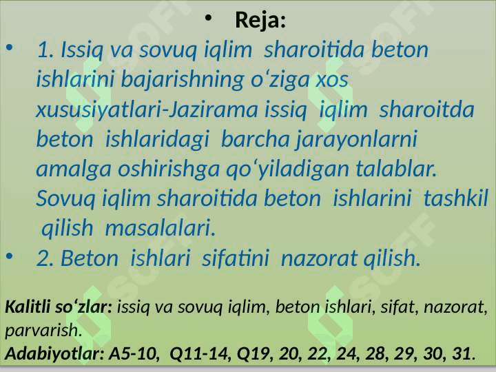 Ekstremal (Issiq va sovuq) iqlim  sharoitida beton ishlarini bajarish xususiyatlari 2