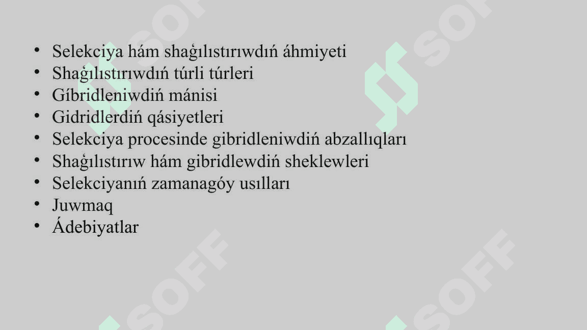 Selekciya jumıslarında shaģılıstırıw hám gibridlerdiń roli 2