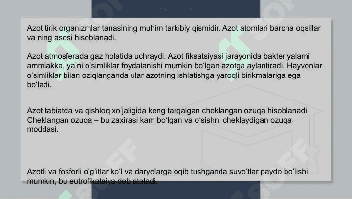 Tabiatda azot aylanishi 2