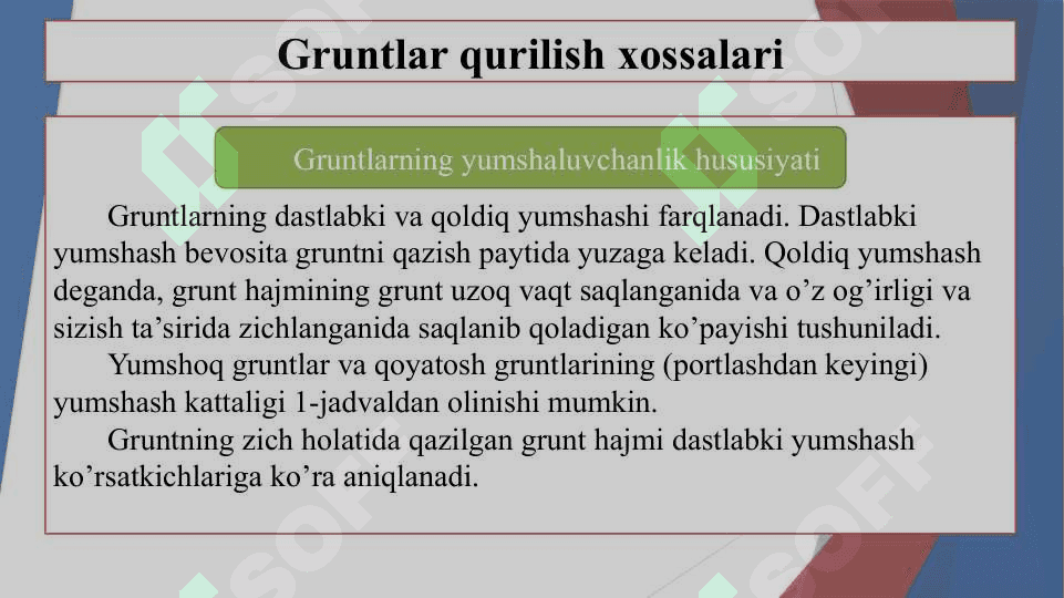 Gidromeliorativ qurilishda gruntlar qurilish xossalarini hisobga olish ahamiyati 3