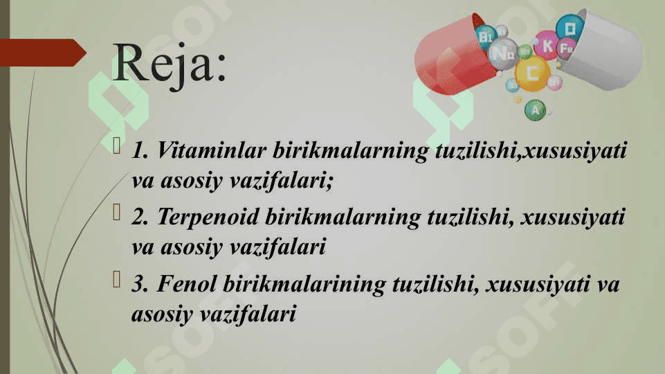 VITAMINLAR, FENOLLI VA TERPENOIDLI BIRIKMALAR 2