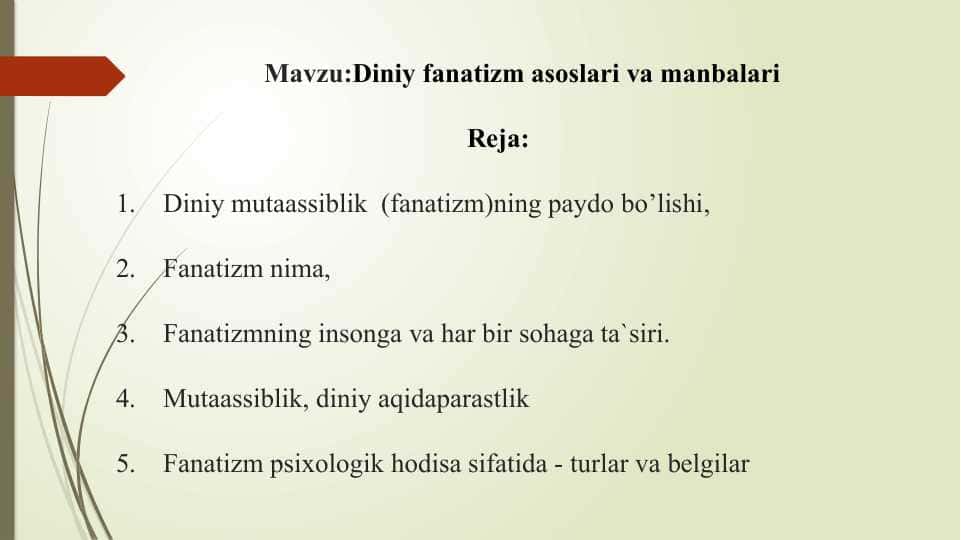 Diniy fanatizm asoslari va manbalari