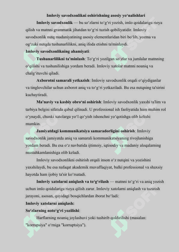 Imloviy savodxonlikni oshirish bo'yicha mashqlar ishlab chiqish 2