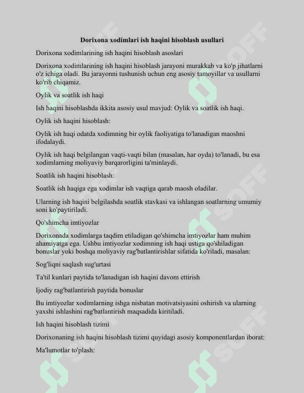 Dorixona xodimlarining ish haqini hisoblash 2