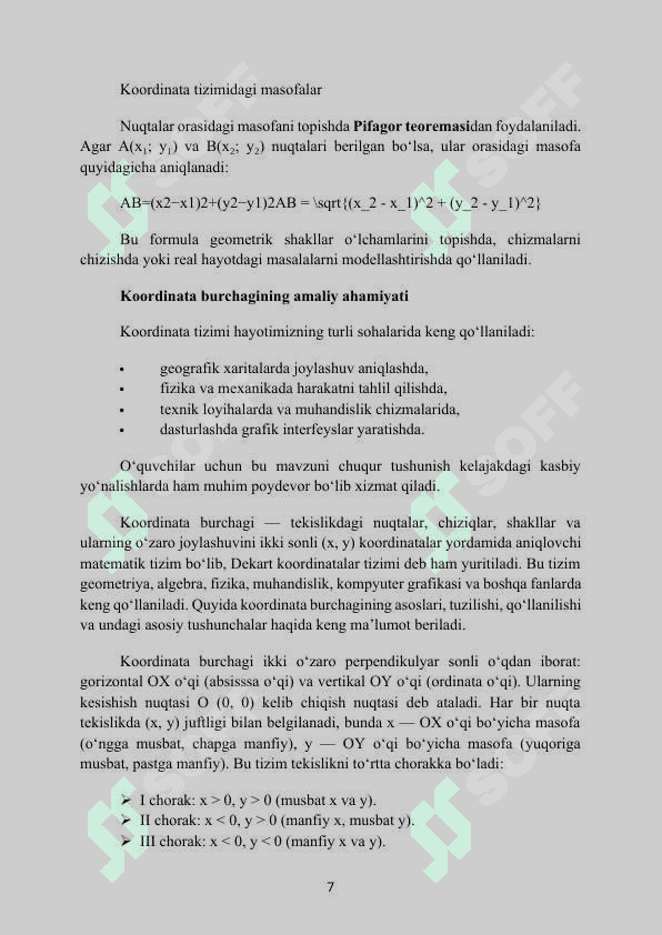 MAVZU: KOORDINATA BURCHAGI. SODDA GRAFIKLAR, DIAGRAMMALAR, JADVALLAR. SIMMETRIYA. Kurs ishi 7