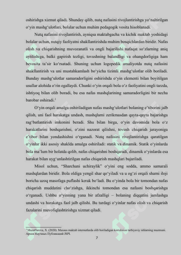 Logopediyada bolalar bilan o‘tkaziladigan o‘yin mashg‘ulotlarni rejalashtirish. 7