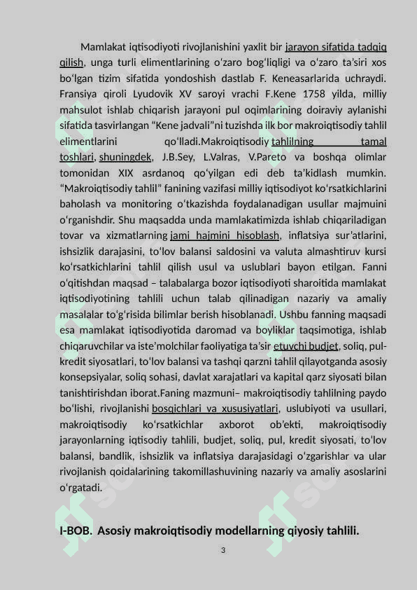 Asosiy makroiqtisodiy modellarining qiyosiy tahlili. 3