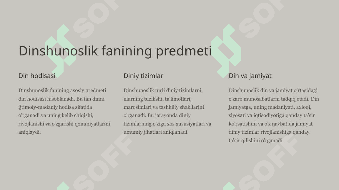 Dinshunoslik Dinlarni Ilmiy O'rganish Vositasi 3