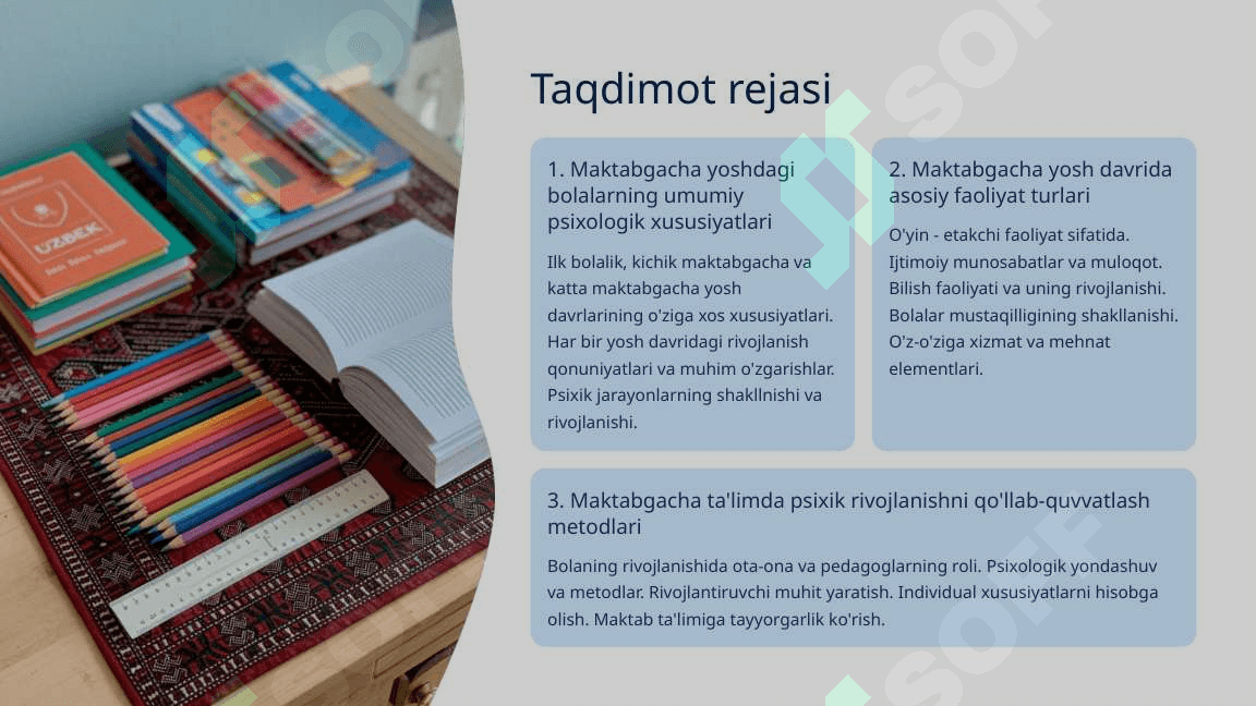 Maktabgacha yoshdagi bolalar psixik rivojlanish xususiyatlari 2