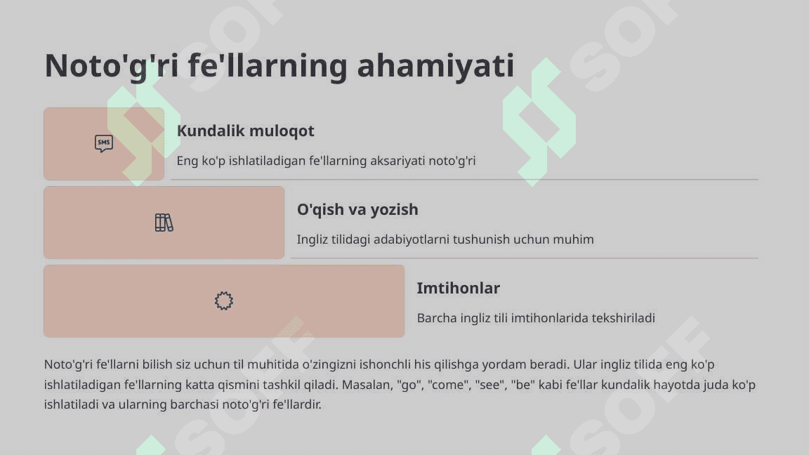 Noto'g'ri fe'llar jadvali Ingliz tilining asosiy qoidalari 4