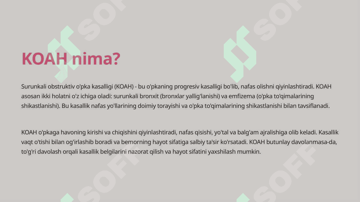 Surunkali obstruktiv o'pka kasalligi (KOAH) To'liq ma'lumot 3