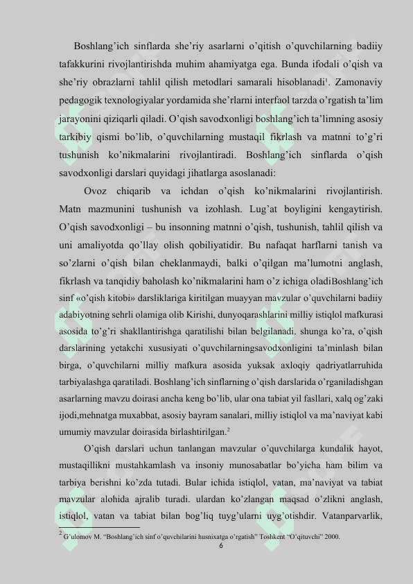 O’qish savodxonligi darslarida she’riy asarni o’rganishda samarali metod va usullardan foydalanish 6
