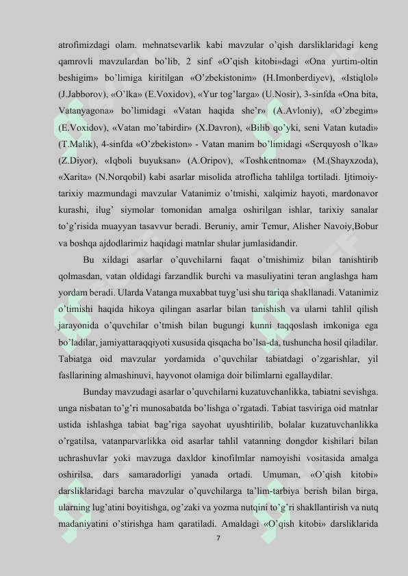 O’qish savodxonligi darslarida she’riy asarni o’rganishda samarali metod va usullardan foydalanish 7