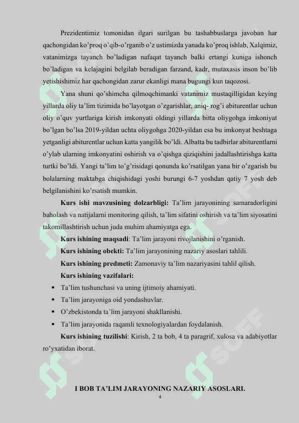 Ta’lim jarayonining rivojlanishi 4