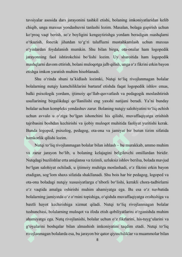 Nutqi to‘liq rivojlanmagan bolalar nutqini tekshirish 8