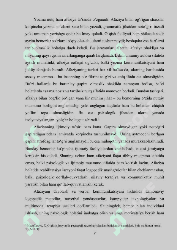 Afaziyada korreksion-tarbiyaviy yoʻnalishlarning asosiy yoʻnalishlari 7