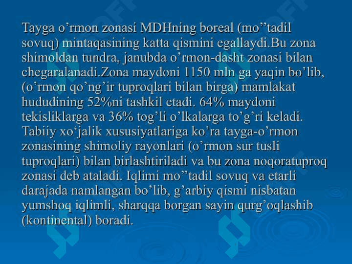 Tayga-o‘rmon zonasining tuproqlari, botqoq tuproqlar. O’rmon-dasht va dasht zonasining qora tuproqlari 2