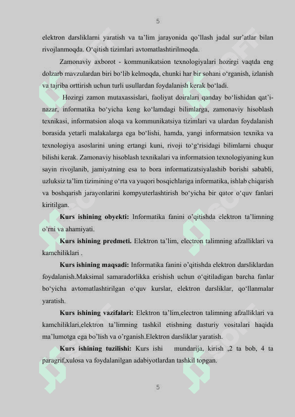 INFORMATIKA FANINI O’QITISHDA ELEKTRON TA’LIMNING O’RNI VA AHAMIYATI 5