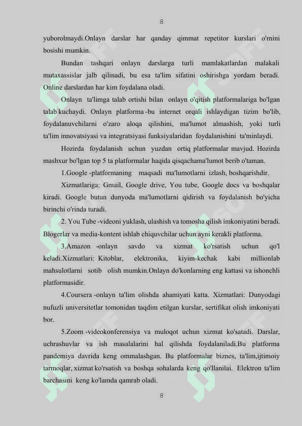 INFORMATIKA FANINI O’QITISHDA ELEKTRON TA’LIMNING O’RNI VA AHAMIYATI 8