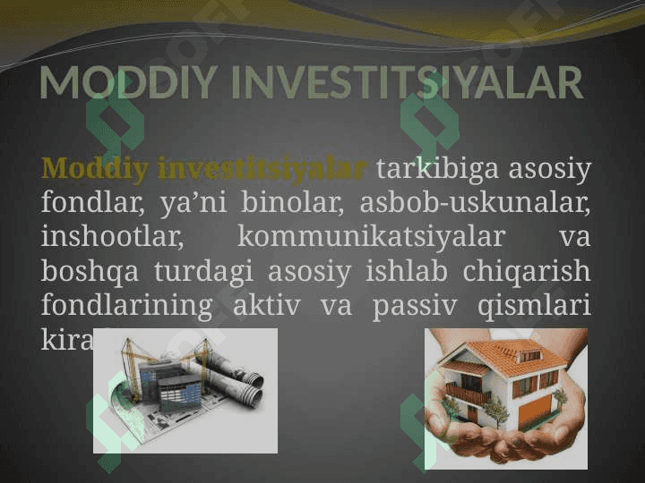 Xorijiy investitsiyalarning shakl va turlari 6