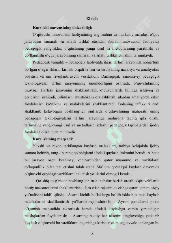 Musiqa darslarining xususiyati va strukturasi 2