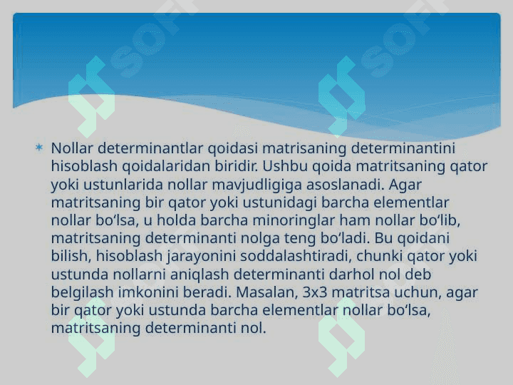 Determinantlar nazariyasini aksiomatik qurish 7