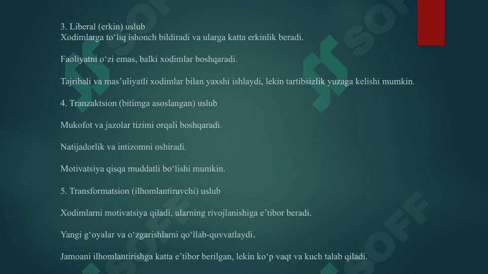 Menejerning ish uslubi 5