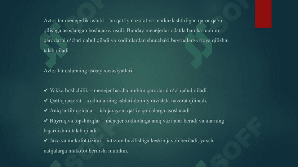 Menejerning ish uslubi 6